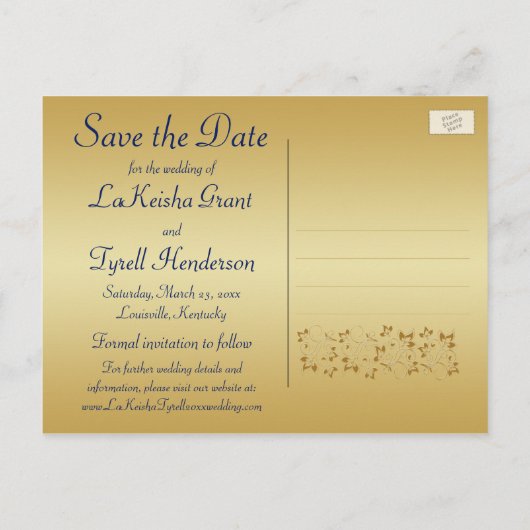 Carte postale de faire-part de Monogram Blue, flor (Dos)