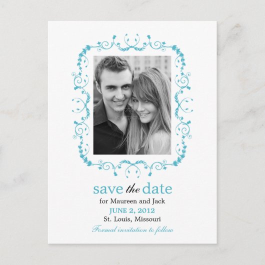 Carte postale de faire-part de Pretty Frame - Turq (Devant)