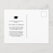 Carte postale de faire-part de remise de diplôme m (Dos)