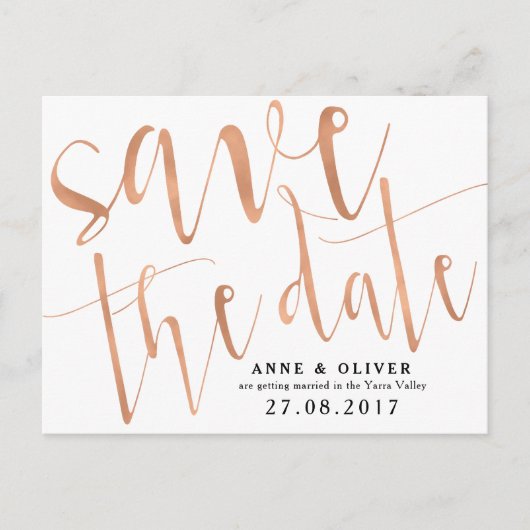Carte postale de faire-part de Rose Gold dans un s (Devant)
