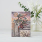 Carte postale de fantasy avec fée et dragon (Debout devant)