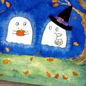 Carte postale de fantômes d'Halloween mignonne de