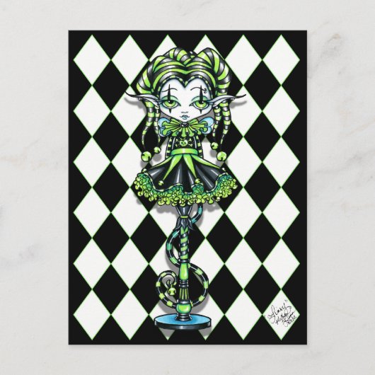 Carte postale de fée de farceur de bâton de lutin (Devant)