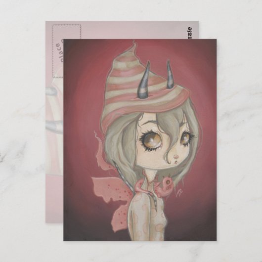 Carte postale de fée dragon rose (Devant / Derrière)