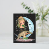 Carte postale de fée mignonne avec grenouille à ba (Debout devant)