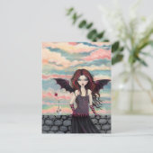 Carte postale de fée vampire à la rose gothique (Debout devant)