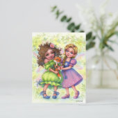 Carte postale de fées avec bébé renard (Debout devant)