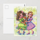 Carte postale de fées avec bébé renard (Devant / Derrière)