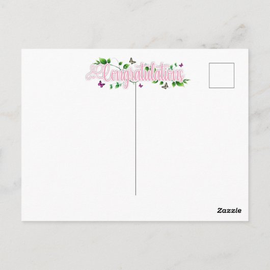 Carte postale de félicitations avec texte floral r (Dos)