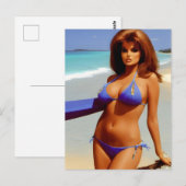 Carte postale de femme à la plage (Devant / Derrière)