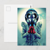 Carte postale de femme au masque à gaz (Devant / Derrière)