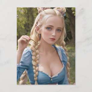 Carte postale de femme aux beaux cheveux blonds