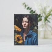 Carte postale de femme aux tournesols (Debout devant)