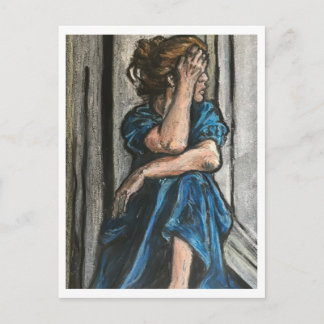 Carte postale de femme en bleu