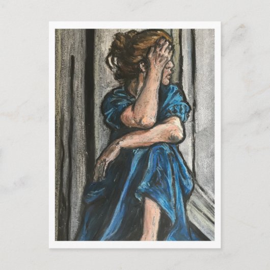 Carte postale de femme en bleu (Devant)
