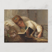 Carte postale de femme victorienne lisant en tenan (Devant)