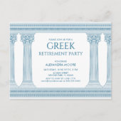 Carte postale de fête de retraite grecque en bleu (Devant)