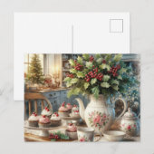 Carte postale de fête de thé à la ferme pour Noël (Devant / Derrière)