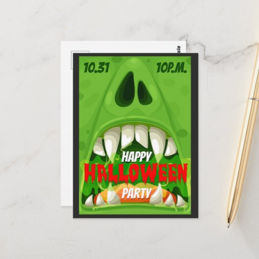 Carte postale de fête d'Halloween (Devant/Arrière en situation)