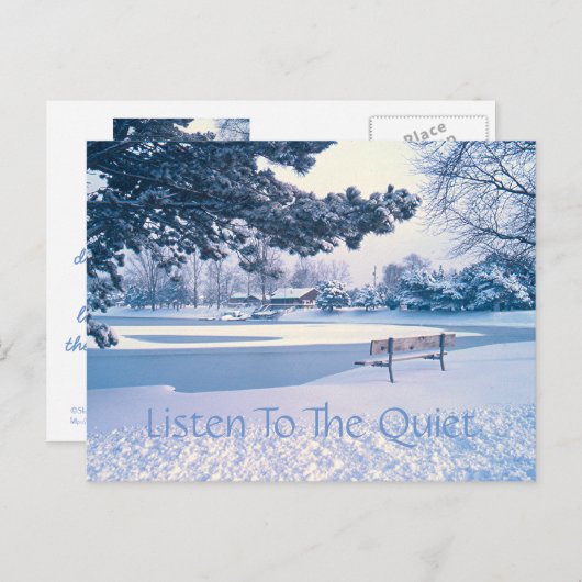 CARTE POSTALE DE FÊTES "ÉCOUTEZ LE SILENCE" (Devant / Derrière)