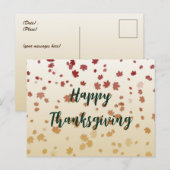Carte postale de feuilles d'érable de Thanksgiving (Devant / Derrière)