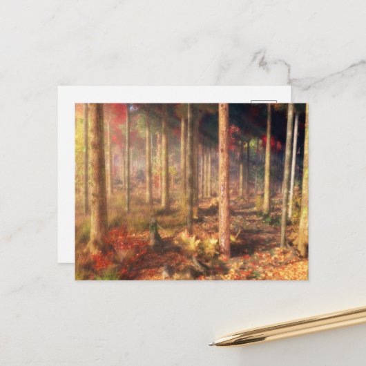 Carte postale de feuilles d'or (Devant/Arrière en situation)