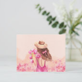 Carte postale de fille bouquet de fleurs rose esth (Debout devant)