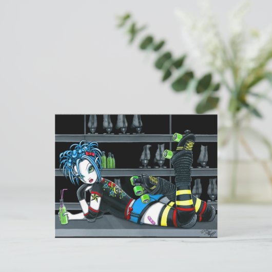 Carte postale de fille de roller derby gothique "D (Debout devant)