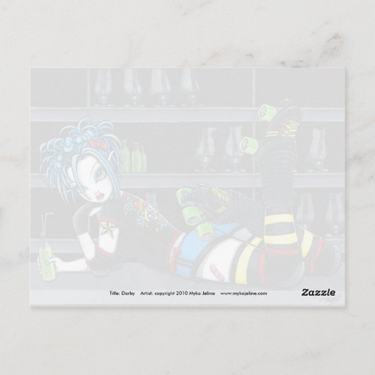 Carte postale de fille de roller derby gothique "D (Dos)