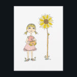 Carte postale de fille et tournesol<br><div class="desc">personnalisé</div>