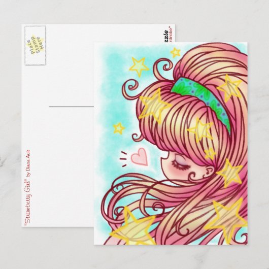 Carte postale de fille fraise (Devant / Derrière)