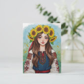 Carte postale de fille ukrainienne heureuse couron (Debout devant)
