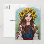 Carte postale de fille ukrainienne heureuse couron (Devant / Derrière)