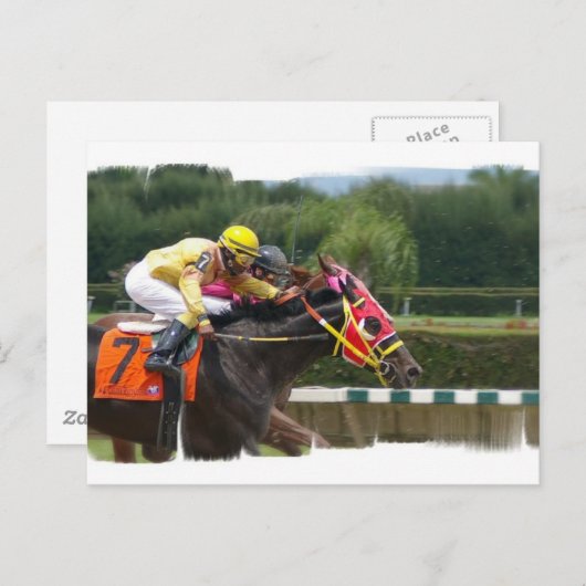 Carte postale de fin course de cheval (Devant / Derrière)