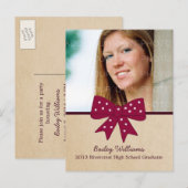 Carte postale de fin d'études Fuchsia Bow (Devant / Derrière)