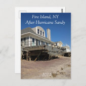 Carte postale de Fire Island NY après l'ouragan Sa (Devant / Derrière)