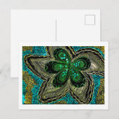 Carte postale de fleur de mandala sarcelle émeraud (Devant / Derrière)