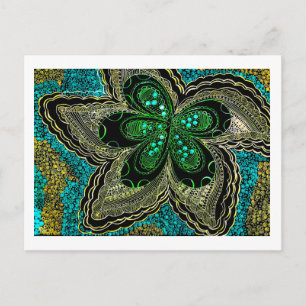 Carte postale de fleur de mandala sarcelle émeraud