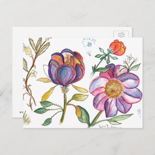 Carte postale de fleur de tulipe (Devant / Derrière)