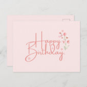 Carte postale de fleur d'encre d'anniversaire (Devant / Derrière)