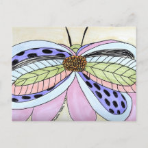 Carte postale de fleur papillon