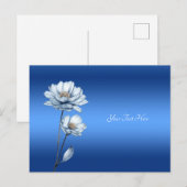 Carte postale de fleurs à l'aquarelle bleue (Devant / Derrière)