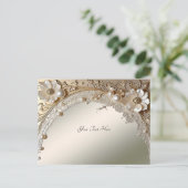 Carte postale de fleurs blanches modernes et perle (Debout devant)