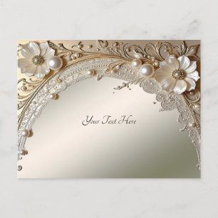 Carte postale de fleurs blanches modernes et perle