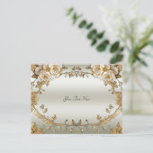 Carte postale de fleurs blanches ornées dorées (Debout devant)