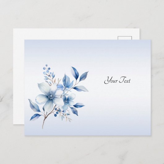 Carte postale de fleurs bleues botaniques (Devant / Derrière)