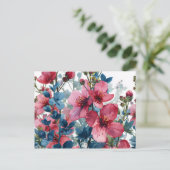 carte postale de fleurs d'aquarelle (Debout devant)