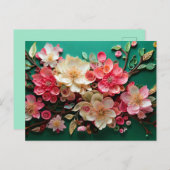 Carte postale de fleurs de cerisier - Green Bloom (Devant / Derrière)