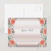 Carte postale de fleurs de pivoine aquarelle (Devant / Derrière)