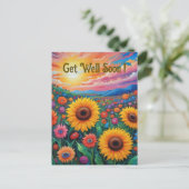 Carte postale de fleurs de tournesol pour un rétab (Debout devant)